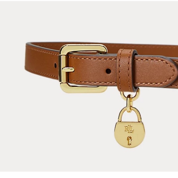 Lauren Leather Double-Buckle Skinny Belt - Picture 1 of 6